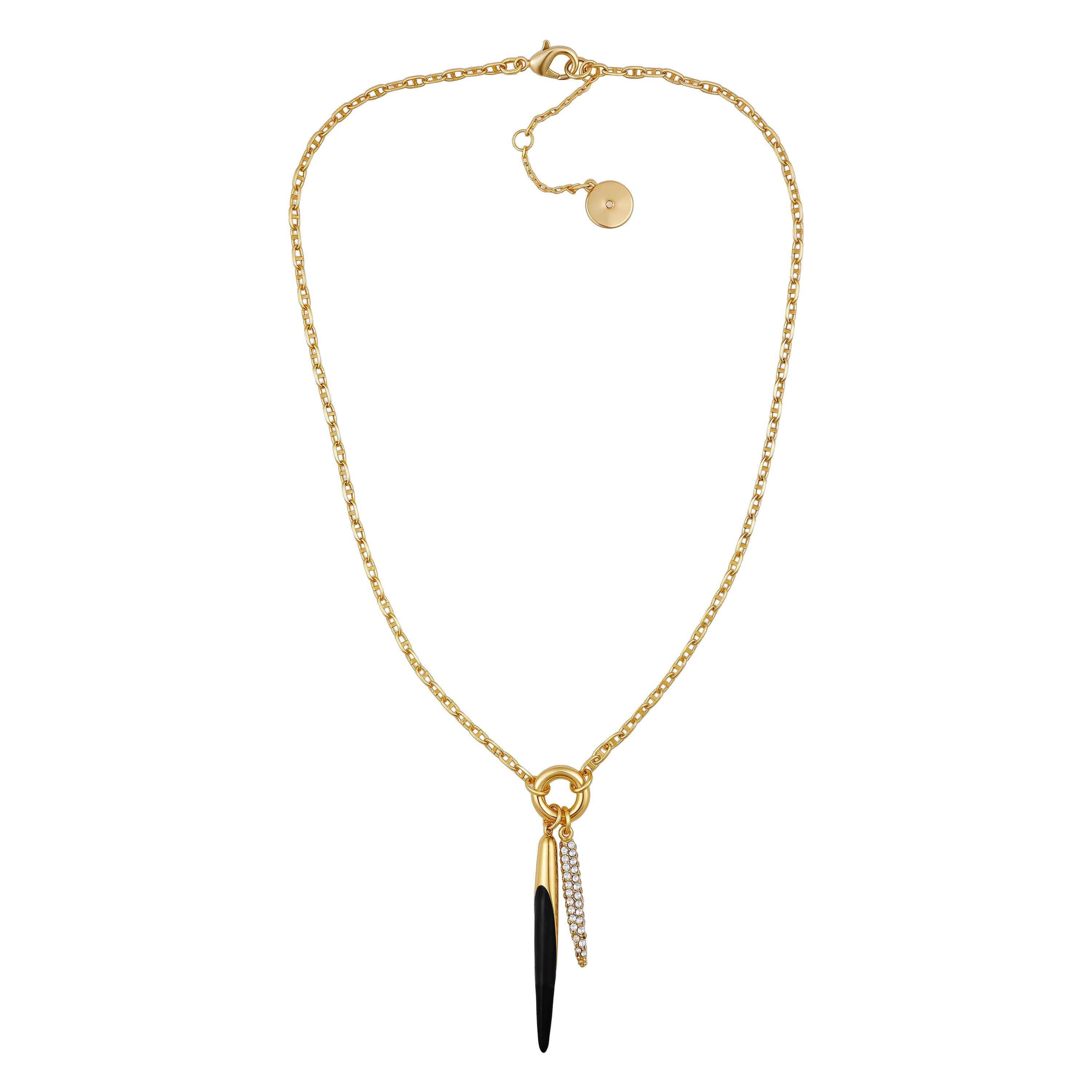 Pendant Necklace With Black And Crystal Accents