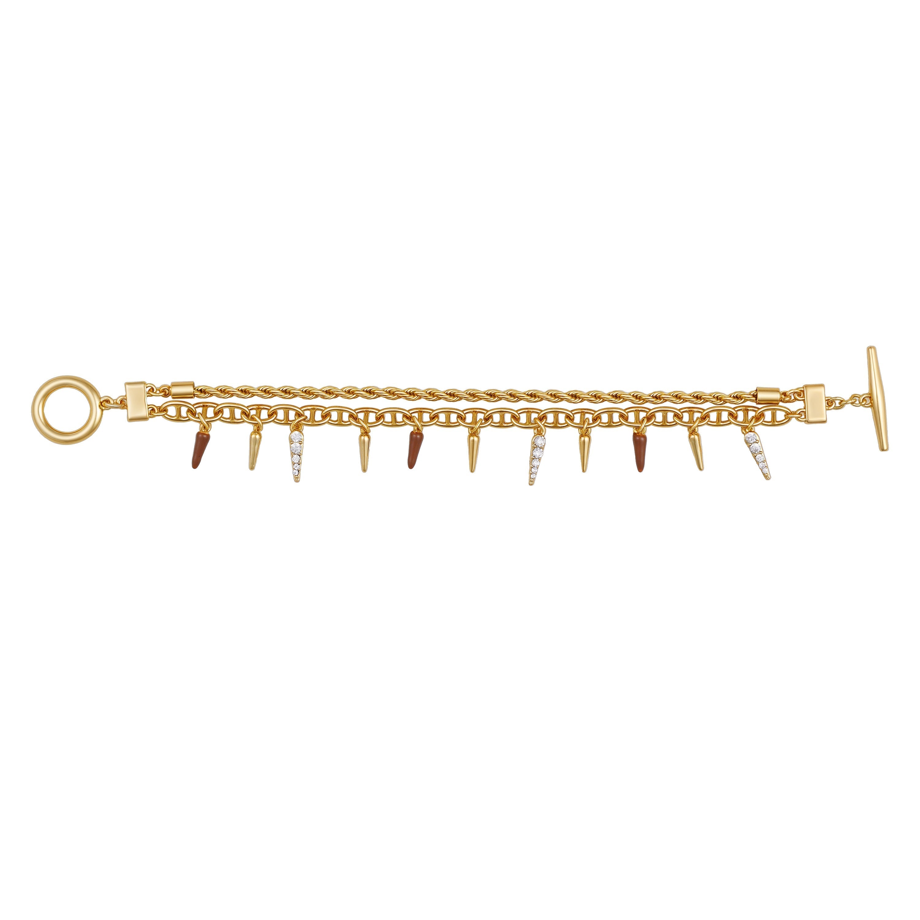 Crystal And Gold Tone Multi Strand Bracelet