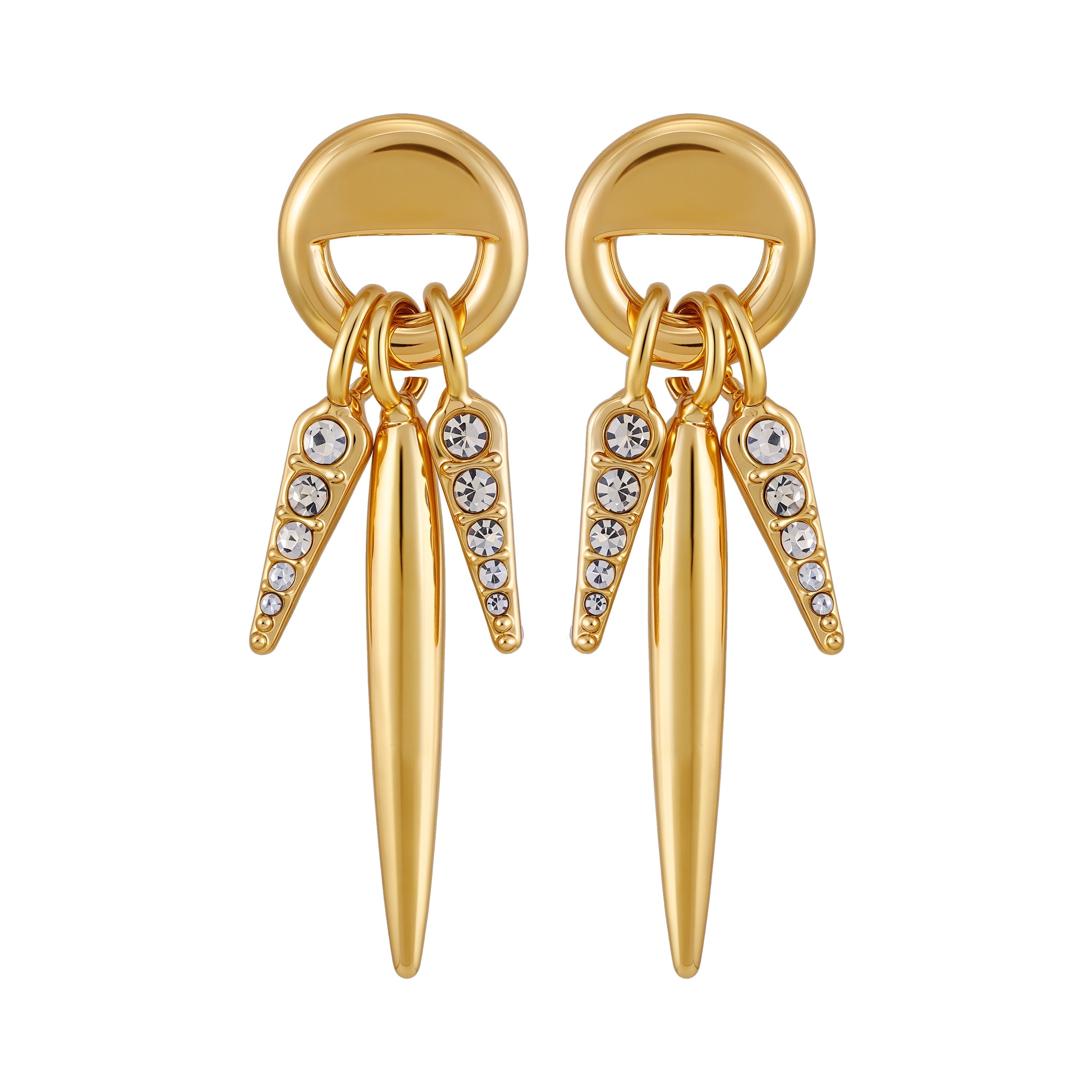 Gold Tone Spike Drop Earrings