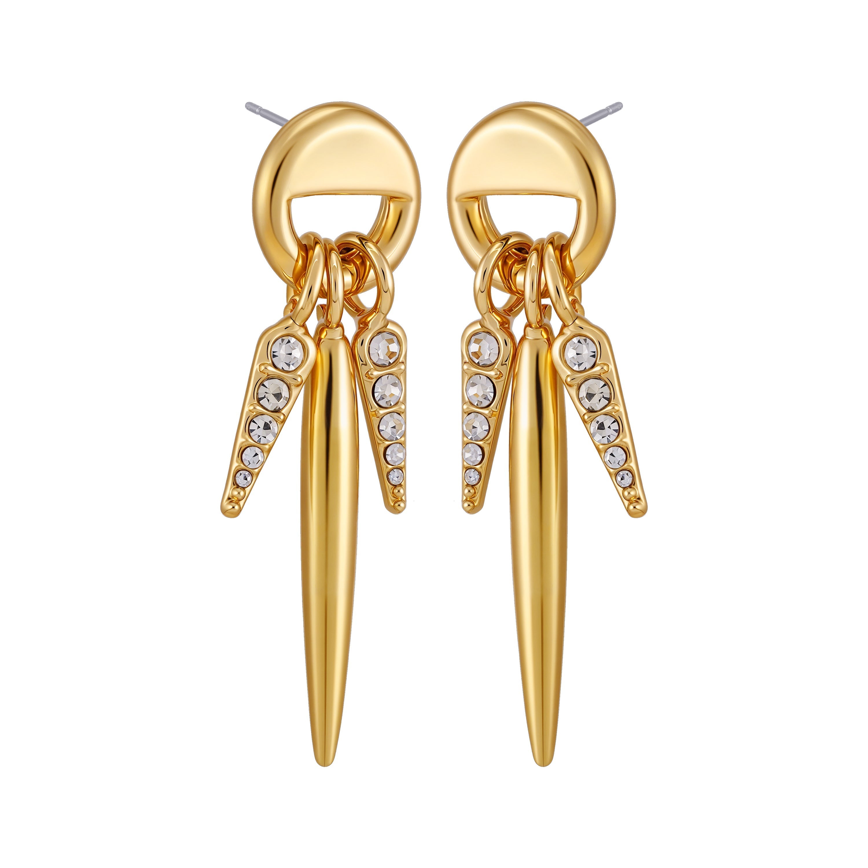 Gold Tone Spike Drop Earrings