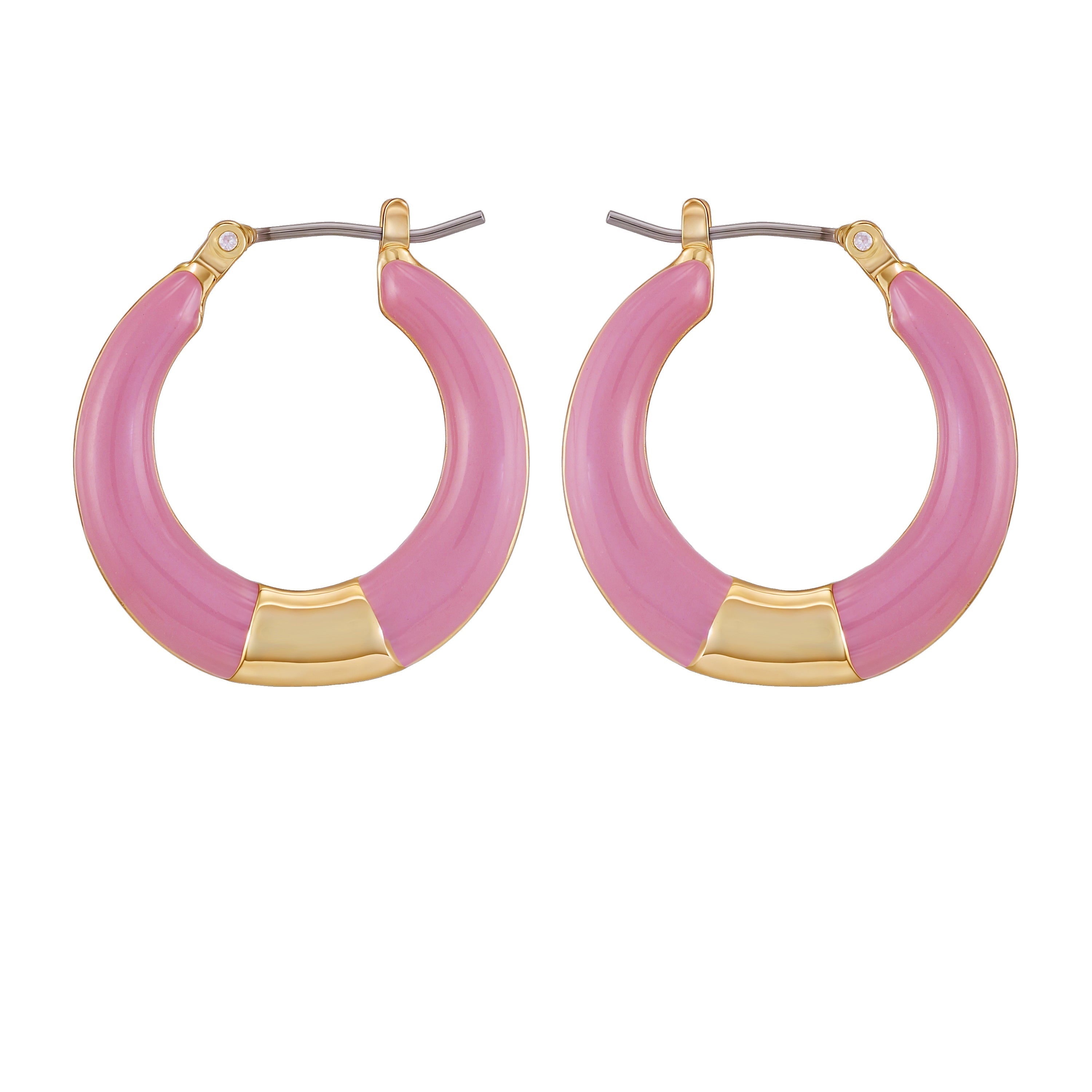 Gold Tone Enamel Hoop Earrings