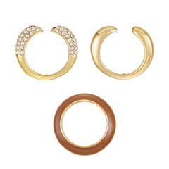 Goldtone And Crystal Hoop Ring Set