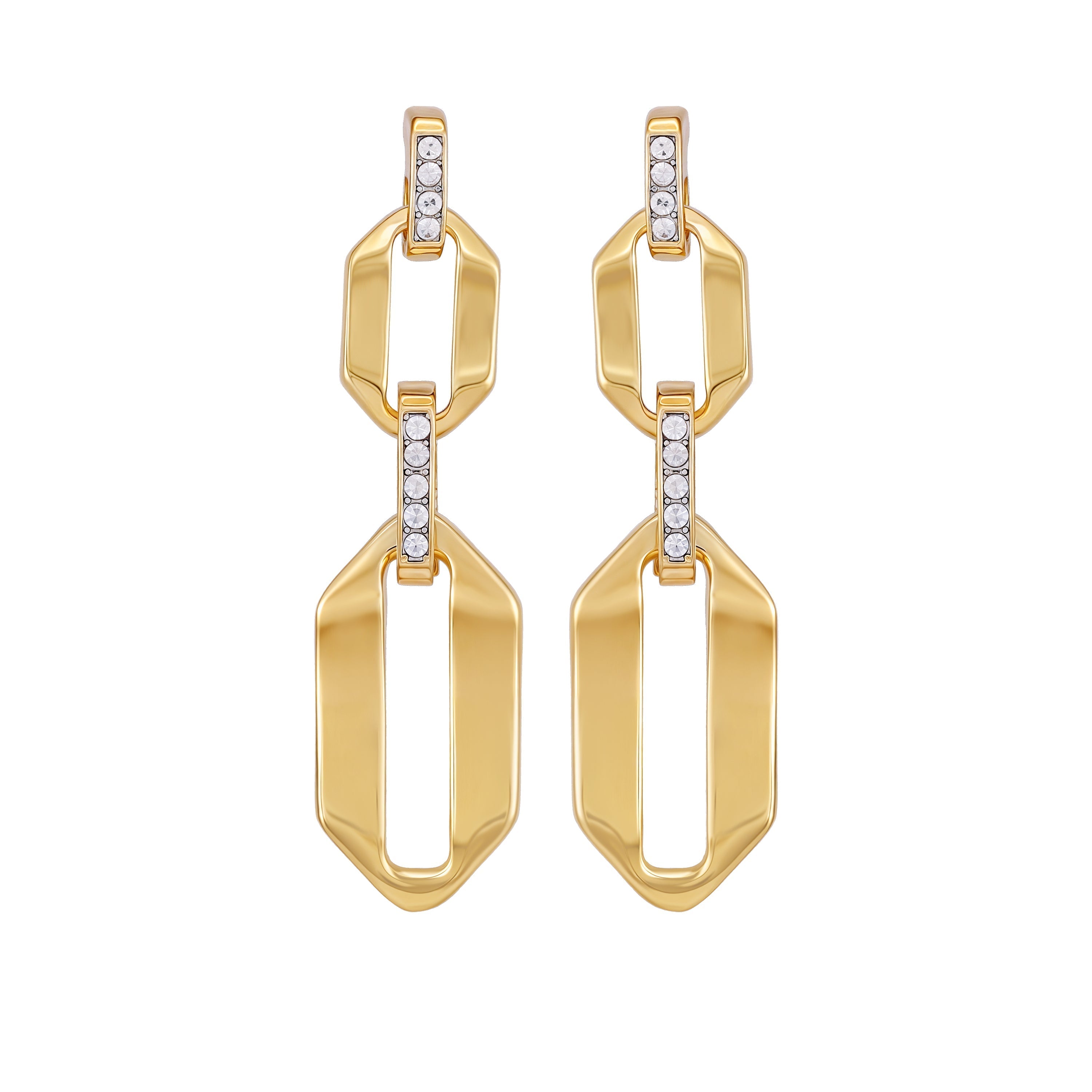Goldtone And Crystal Link Drop Earrings