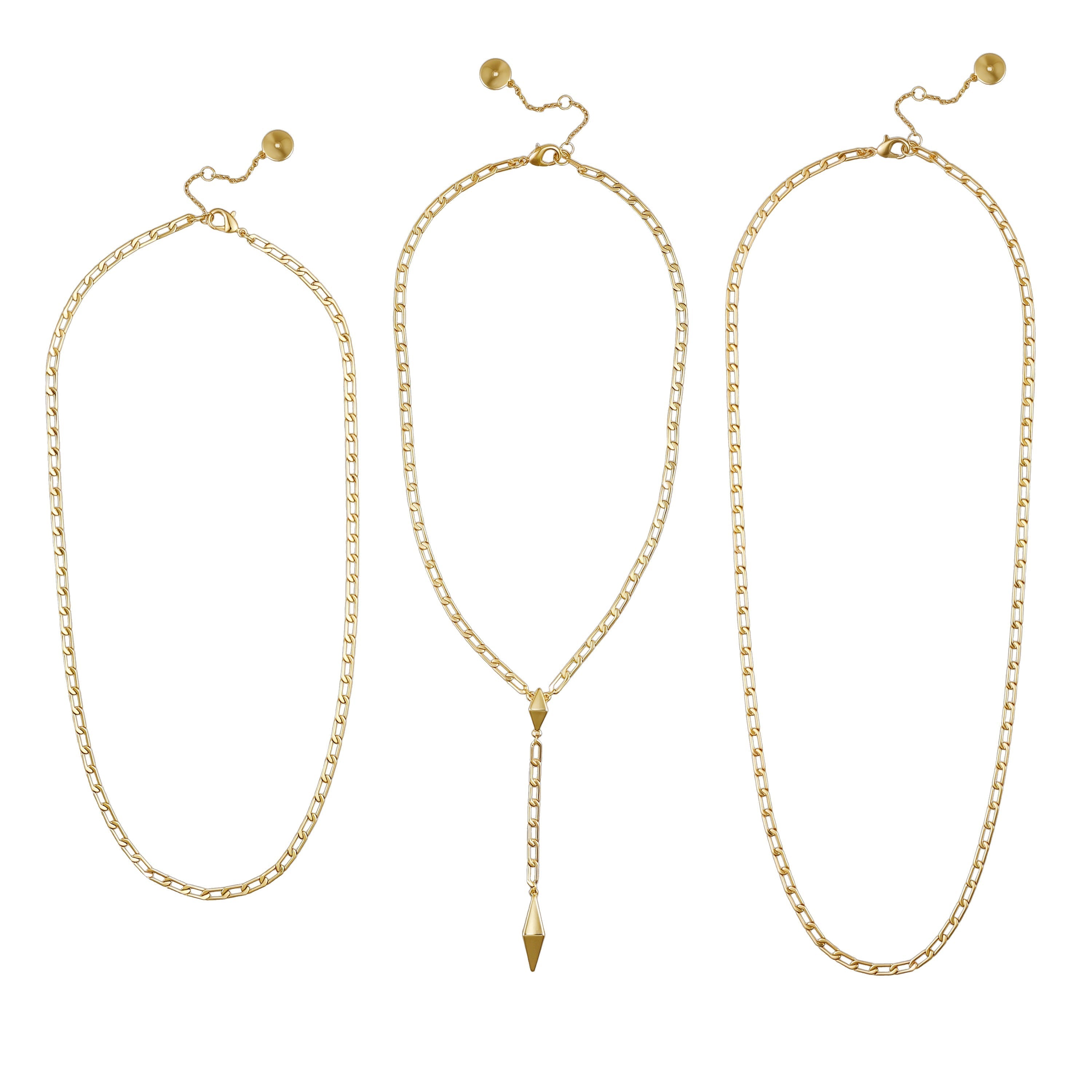 3 Piece Goldtone Chain Necklaces