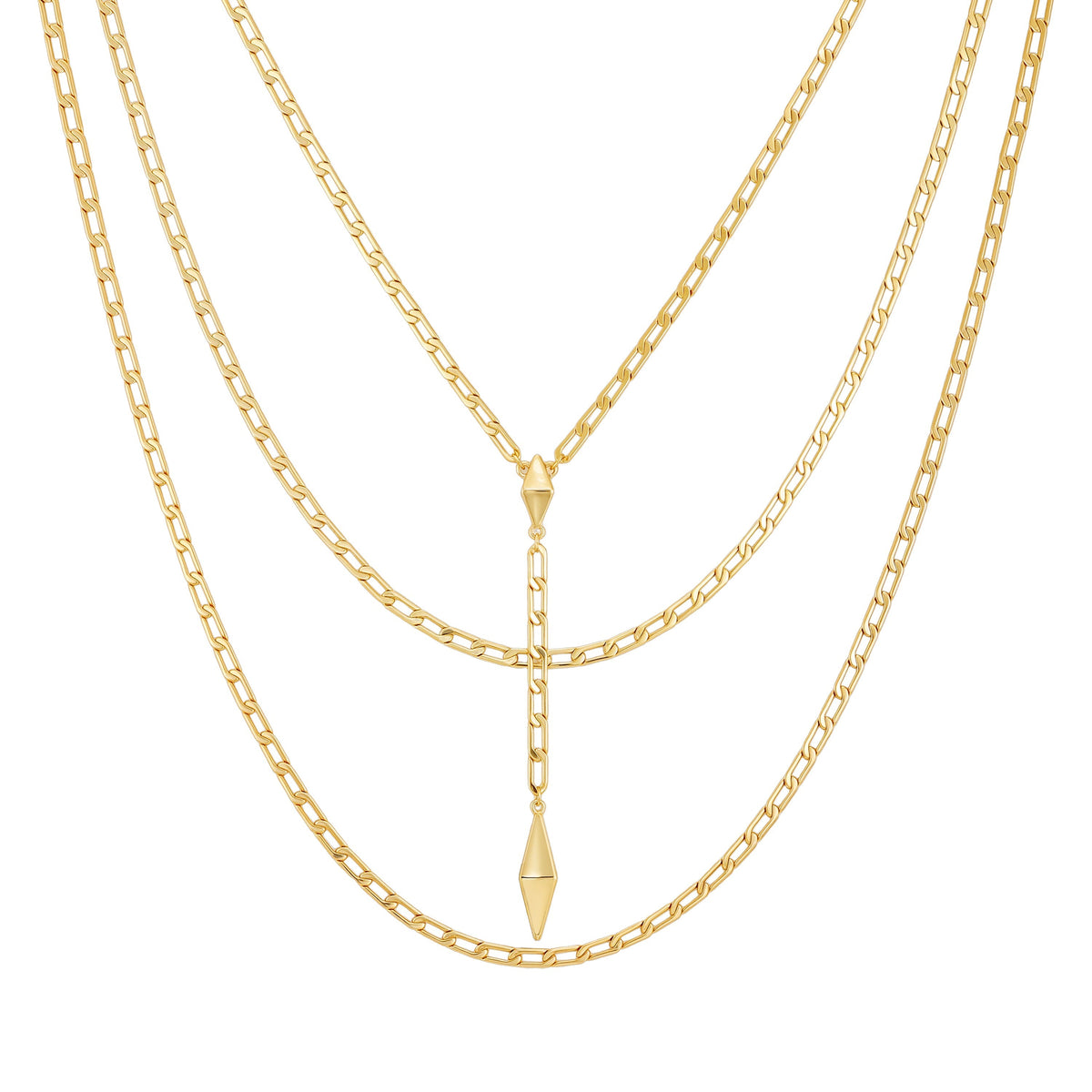 3 Piece Goldtone Chain Necklaces