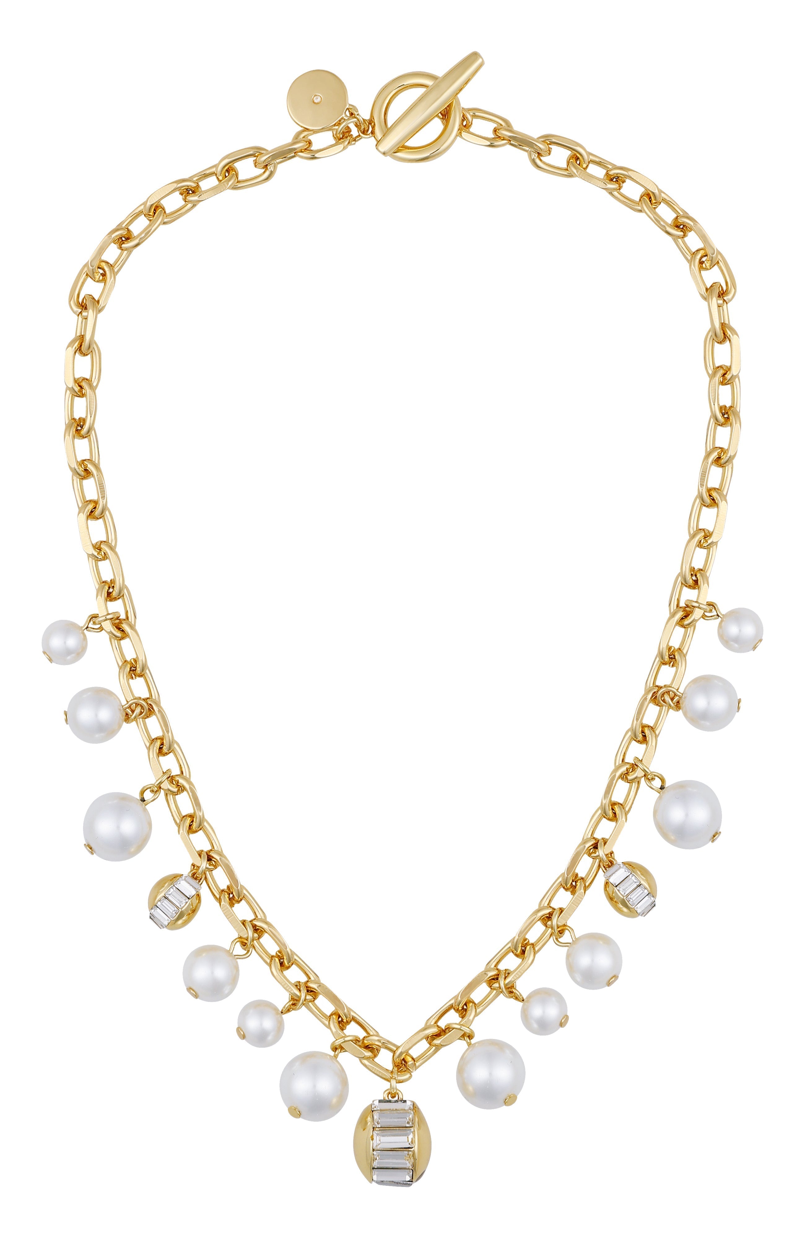 Pearl Chain Link Toggle Necklace