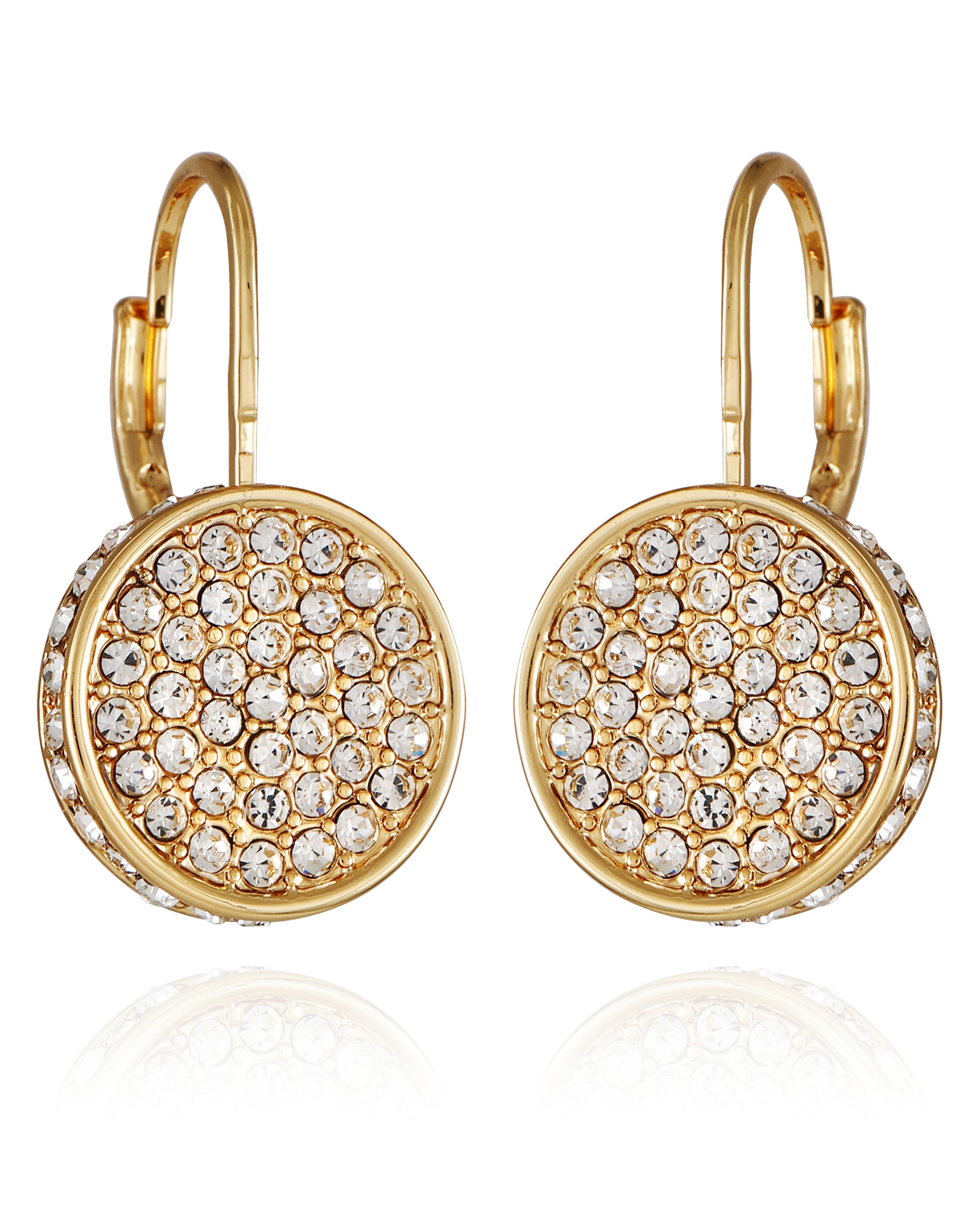 Pave Goldtone Drop Earrings
