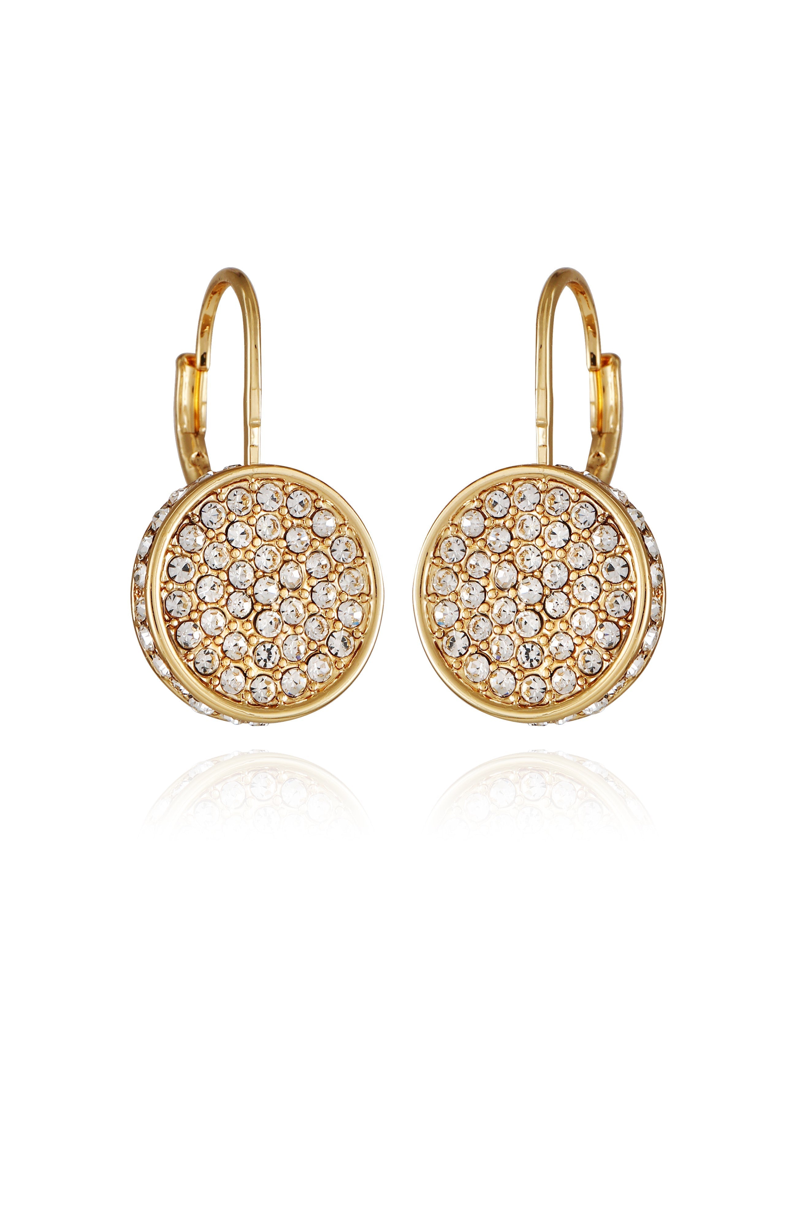 Pave Goldtone Drop Earrings
