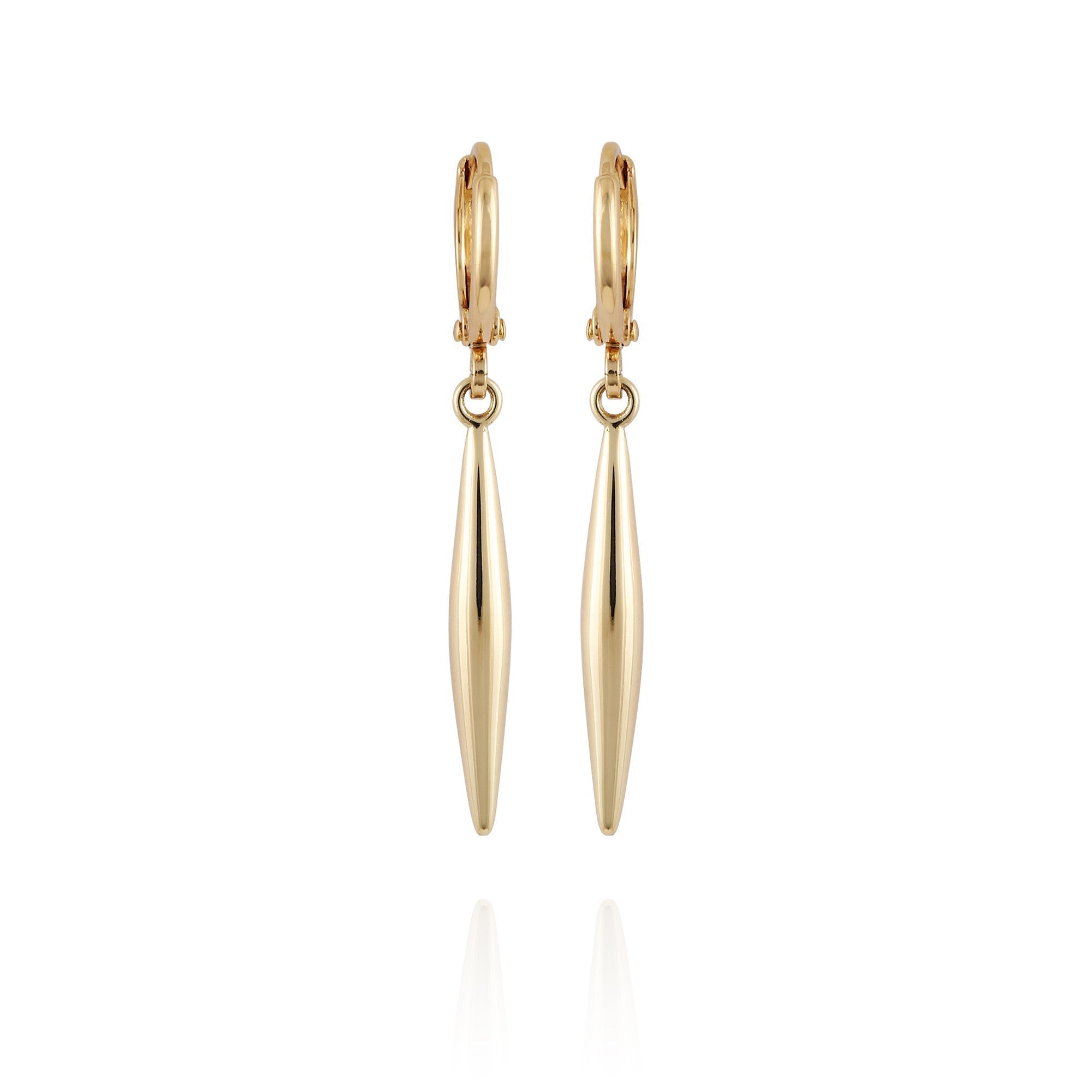 Goldtone Spear Dangle Huggie Hoop Dangle Drop Earrings