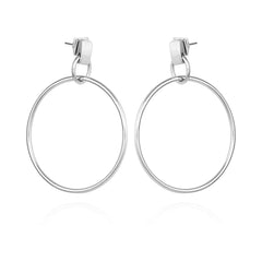 Silvertone Hoop Drop Earrings