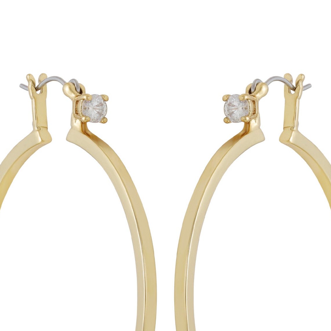 Goldtone Cubic Zirconia Large Hoops Earrings