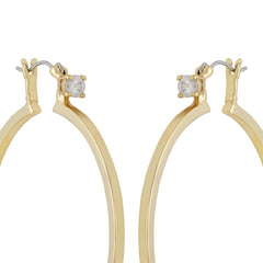 Goldtone Cubic Zirconia Large Hoops Earrings