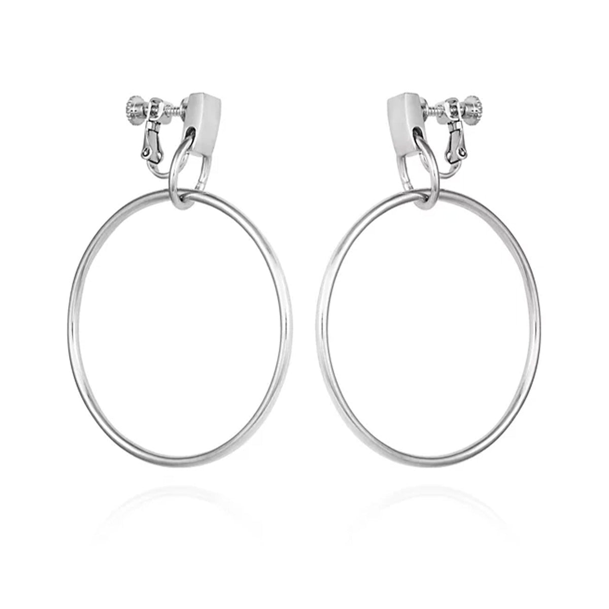 Drop Hoop Clip On Earrings