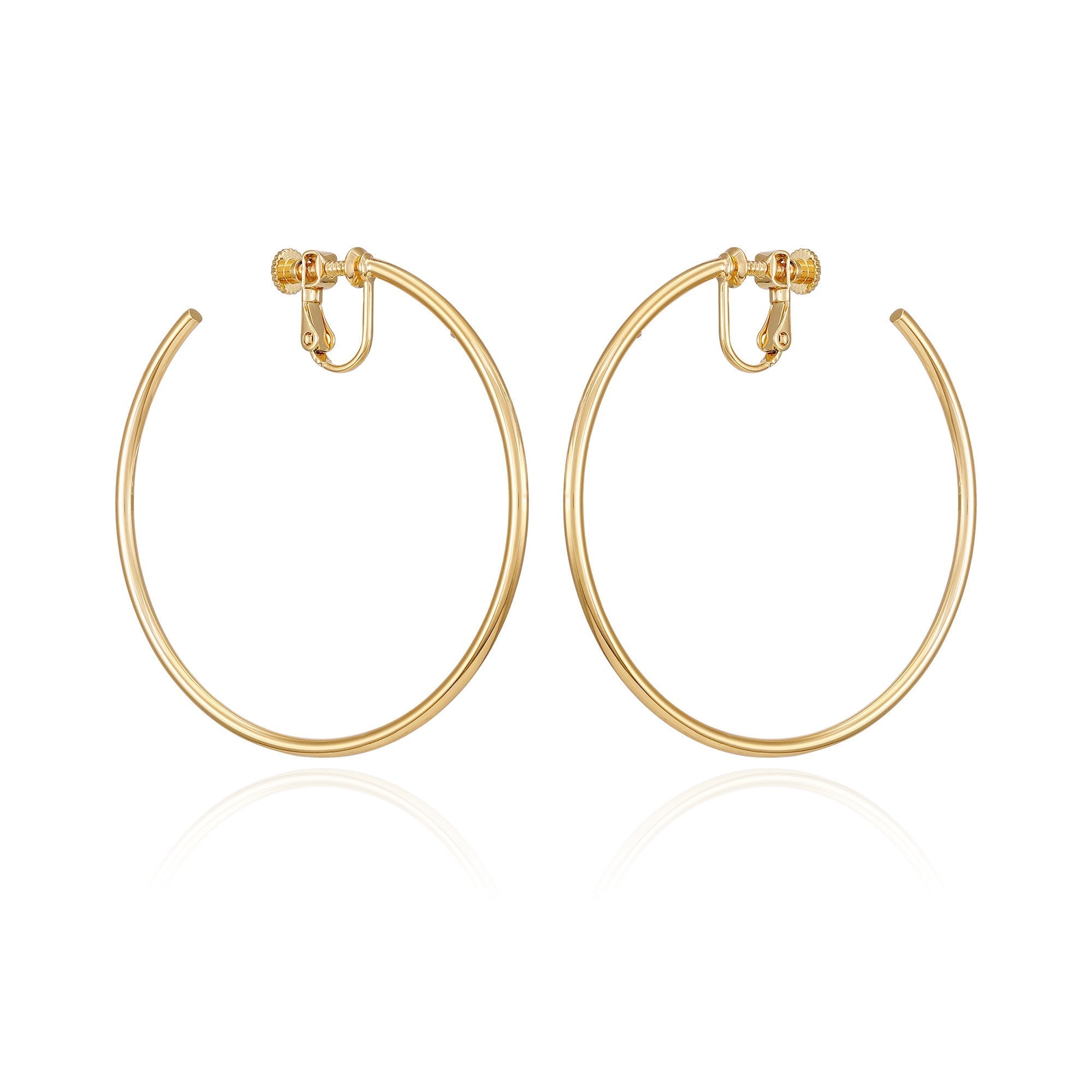 Large Open Hoop Clip On Earrings