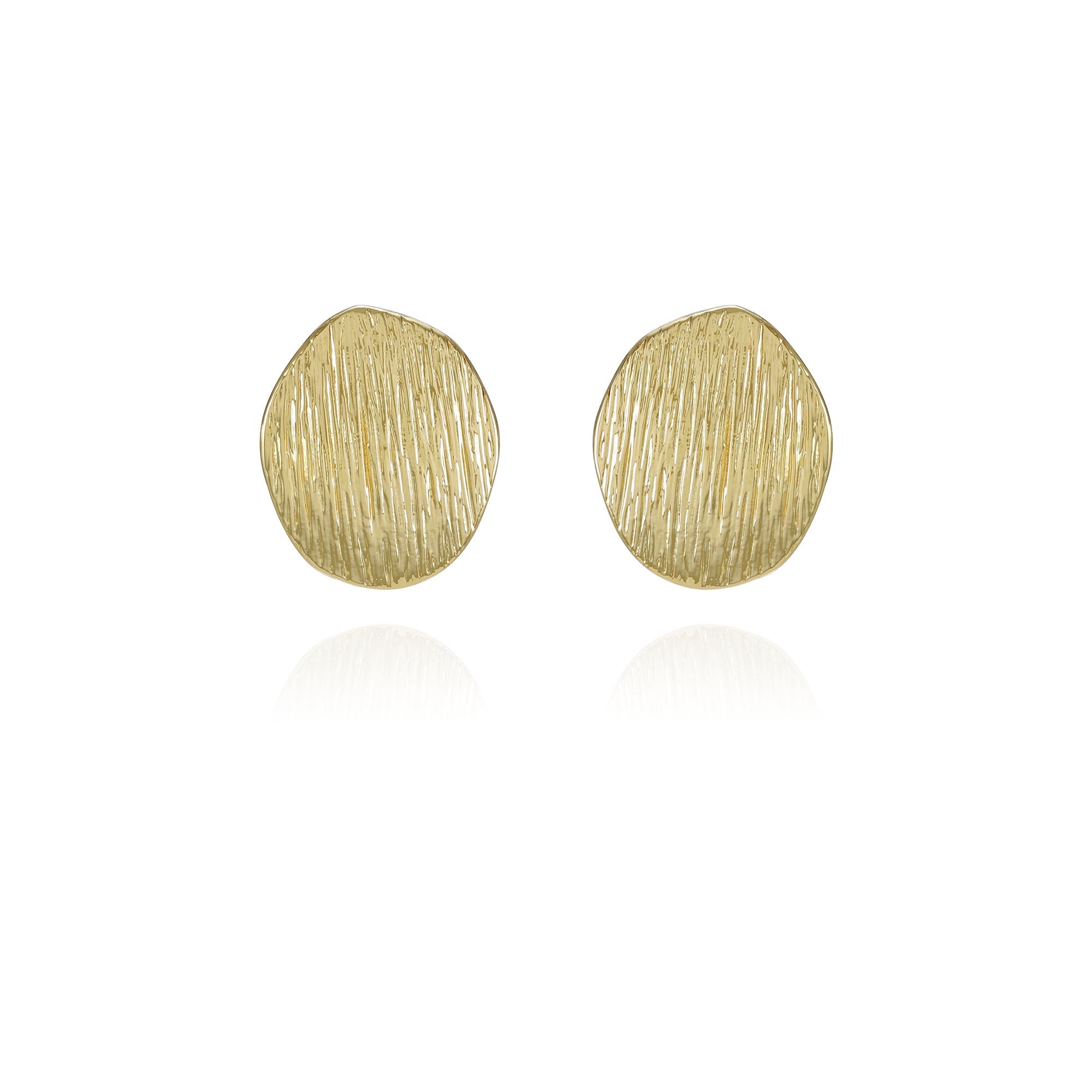 Goldtone Texturized Pebble Coin Earrings