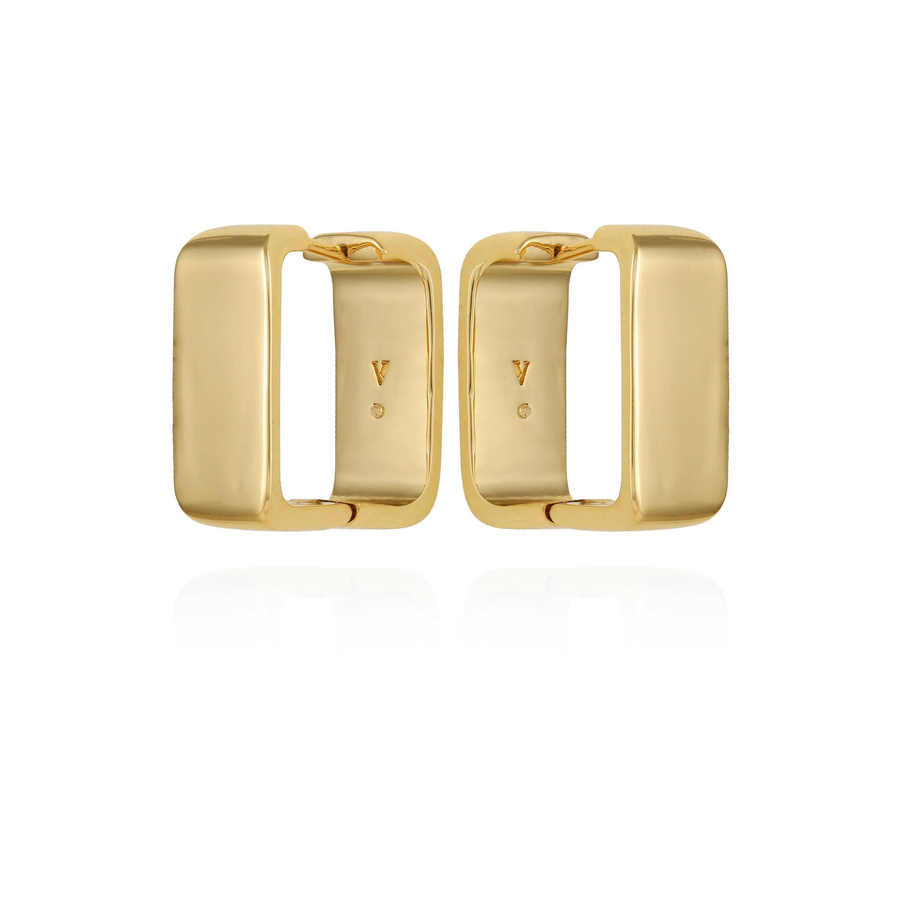 Brass Rectangle Hoop Earrings