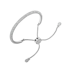 Silvertone Pave Crystal Stone Slider Bracelet
